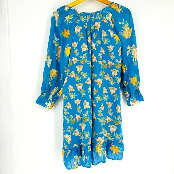 NEW Free People Carmella Mini Dress Blue Floral River Combo Boho Size XS - Picture 7 of 15